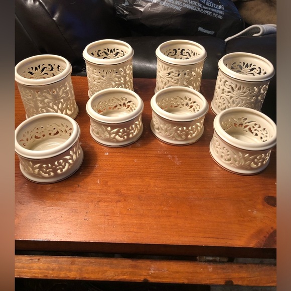 Lenox Other - Vintage Lenox Pierced Porcelain Tea Light Candle Holders - Set of 8 - Ivory/Gold